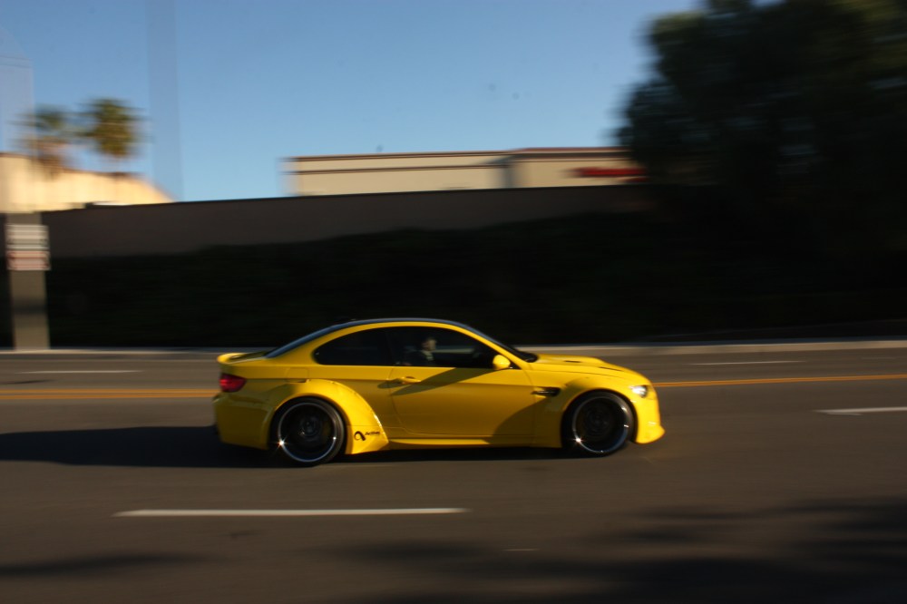 yellow M3 with bodykit pan